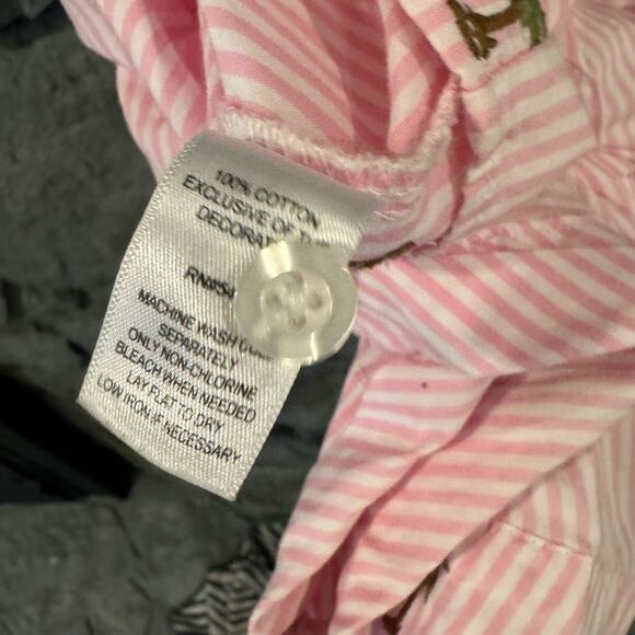 Marc New York Pink Stripe Button Down Tie Palm Tree Shirt Womens S - Picture 4 of 4